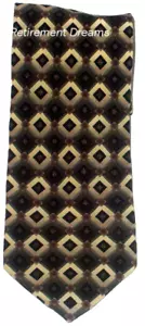 Giorgio Brutini Krawatte 100% SEIDE Grün Gold Diamanten Braun Tie - Bild 1 von 3
