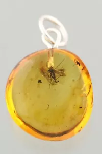 Fossil Insect TRUE MIDGE Genuine BALTIC AMBER Silver Pendant 1g 250306-22 - Picture 1 of 7