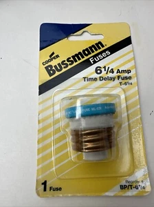 FUSE 6 1/4 amp heavy-duty time delay plug fuse Cooper Bussmann BP/T-6 1/4 - Picture 1 of 2