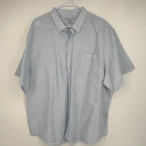 The Men's Store Size XXL Button Down Shirt Textured Light Blue Linen Cotton SS - Picture 1 of 7
