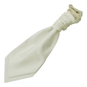 Ivory Boys Pre-Tied Scrunchie Cravat Woven Plain Solid Check by DQT - Picture 1 of 1
