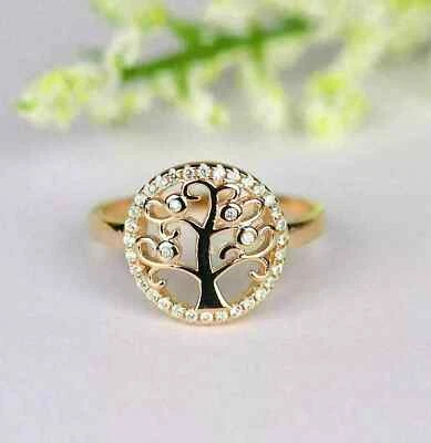 1.10Ct Round Lab-Created Diamond Tree Shaped Wedding Ring 14K Yellow Gold Plated - Image 1 of 4