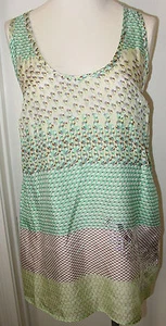 Damen Top Love & Liberty Türkis/Grün/Rosa 100% Seide Racerback Ärmellos - Bild 1 von 6