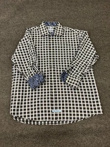 English Laundry Black Geometric Blue Paisley Button-Up Shirt 17 1/2 32/33 - Picture 1 of 10