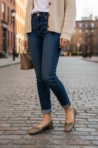 Clarks UBREE15 Slip On Shoes Womens 7M Metallic Silver Leather Ballet Flats Bow - Picture 1 of 18