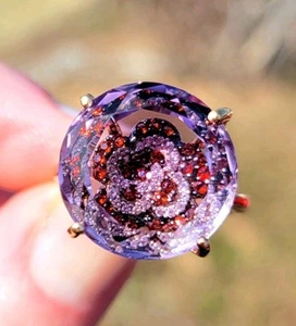 🌹8 ANELLO GAIA/GIUSEPPE PEREZ RDF AMETISTA, MULTI GEMMA 18K RG/ 925 STERLING ROSA - Foto 1 di 17