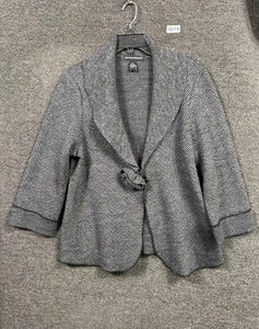 Avenue Pullover Damen XL grau Wolle Schalkragen Fischgrät Cardigan Jacke - Bild 1 von 5