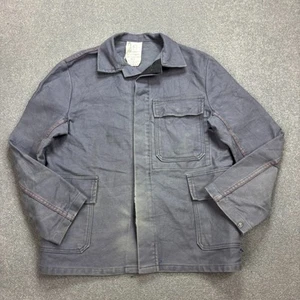 VTG French Jacket Adult Medium Grey Work Wear Canvas Chore Utility Military Mens - Picture 1 of 8