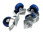 (4 PACK) PENN ELCOM W0985-V6 4" Swivel Casters w/ Brake & Blue Rubber Wheels
