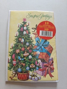 Vintage Season's Greetings Christmas Card Pack 90s Sealed x 10 Retro Kitsch - Picture 1 of 2