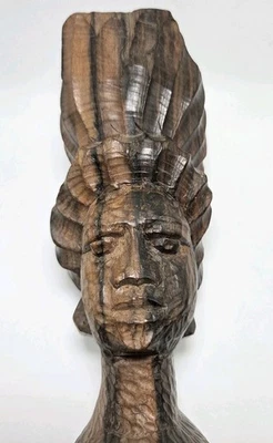 Escultura artística busto cabeza mujer madera dura tallada 7,25" tribal étnica bohemia  Foto 1 de 4