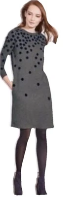 Vestido Suéter Boden Terciopelo Floral Punteado Para Mujer 6 R Gris Azul Marino Algodón Manga Larga Foto 1 de 4