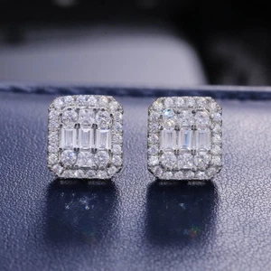 3 Ct Lab Created Diamond Hip Hop Female Stud Earrings 925 Sterling Silver - Picture 1 of 8