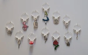 Alice in Wonderland wine glass charms - Picture 1 of 1