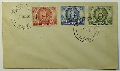 1946 FDC Australia 100 aniversario Mitchell's Exploration Central Queensland Foto 1 de 2