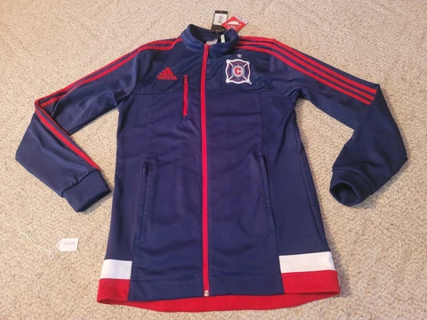 Adidas Chicago Fire Track Jacket MLS Soccer Full Zip Size Small 3 Stripe New Cover