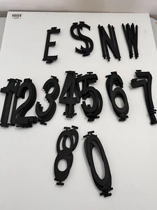 LOT 47 HOUSE BUILDING NUMBERS 0-8 LETTERS ESNY BLACK PLASTIC 1 2 3 4 5 6 7 - Picture 1 of 5