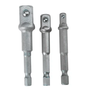 Socket Adapter Drill BIts Set Hex Shank 1/4" 3/8" 1/2" Impact Driver Tools 3 Pcs - Picture 1 of 2