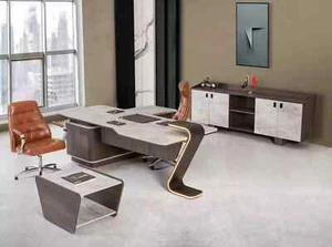 Möbel Luxus Büroeinrichtung Komplettes Set Tisch Schrank 3tlg Kanzlei - Bild 1 von 2