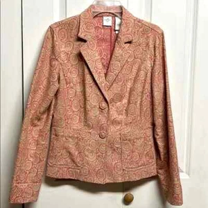 Blazer Emma James Tostado Rosa Estampado de Flores Algodón Bolsillo Talla 6 - Imagen 1 de 5