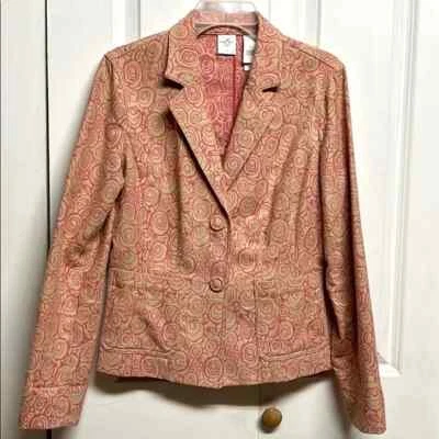 Blazer Emma James Tostado Rosa Estampado de Flores Algodón Bolsillo Talla 6 Foto 1 de 4