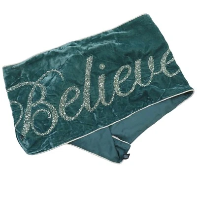 Cynthia Rowley 14.5in x 74in Believe Beaded Velour Velvet Table Runner Holiday - Image 1 of 4