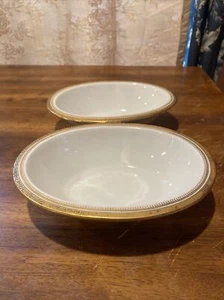 (2) Limoges T&V Tressemann & Vogt France Oval Serving Bowl Greek key gold VG EC - Picture 1 of 20