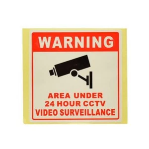 4pcs 8*8cm 24H CCTV Camera System Warning Sign Wall Sticker Monitoring Decal - Picture 1 of 5