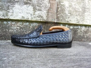 JOSEPH CHEANEY LOAFERS SHOES BASKETWEAVE BLACK LEATHER UK8.5 MENS EXCELLENT COND - Picture 1 of 10
