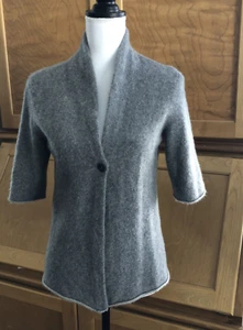 Eileen Fisher SOFT Gray Cashmere Elbow Sleeve Cardigan M - Picture 1 of 5
