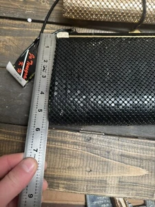 Two Vintage Clutch Purses With Shoulder Straps AluminumMesh Black Hong Kong - Picture 1 of 12