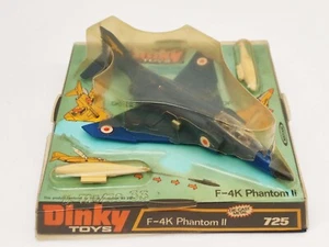 1970's DINKY MECCANO DIECAST - 725 F-4K PHANTOM II 2 JET - PLASTIC COVER BROKEN - Picture 1 of 10