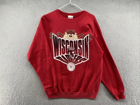 Vintage 1996 Men's Wisconsin Badgers Taz Looney Tunes Sweatshirt Size Large READ Cover