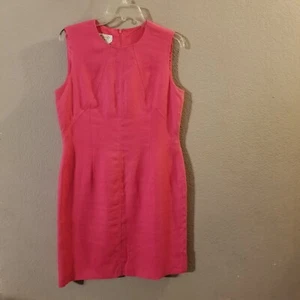 Talbots Petites Womens Pink Irish Linen Sleeveless Lined Sheath Dress Size 12P - Picture 1 of 8