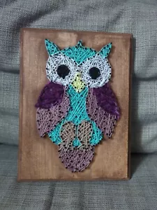 Handmade For You Art STRING OWL on Wood Wall Hanging by LBFY Modern - Picture 1 of 15