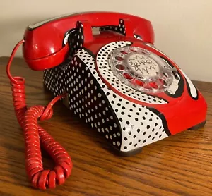 Amazing Vintage OOAK POP ART PAINTED TELEPHONE ~ Signed Cathy Klein ‘95 - Picture 1 of 8