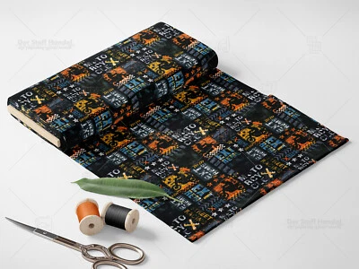 FRENCH TERRY Sommersweat Terry Motorräder Fahrspuren ORANGE SCHWARZ EUR 16,98/m  - Bild 1 von 2