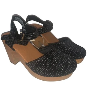 Filo universale donna taglia 6,5 Marcia tacco zoccolato jet nero scintillante - Foto 1 di 11