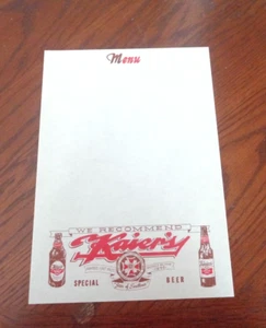 Kaier's Special Beer Menu Sheet Mahanoy City, PA - - Picture 1 of 1