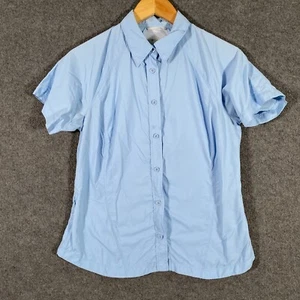 Columbia Shirt Womens Medium Blue Button Up Titanium Softshell Hiking Outdoors - Picture 1 of 11