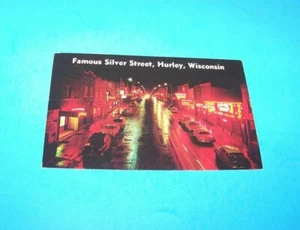 Famous Silver Street Hurley, Wisconsin Vintage Postcard - Picture 1 of 2