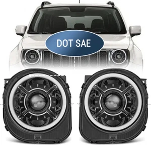 9'' inch LED Headlights with Daytime Running Lights For Jeep Renegade 2015-2024 - Picture 1 of 12