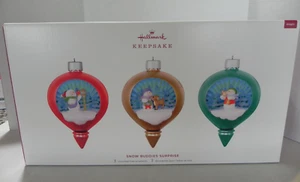 2019 Hallmark SNOW BUDDIES SURPRISE Set / 3 Magic Ornaments LIGHTS & MUSIC Set - Bild 1 von 2