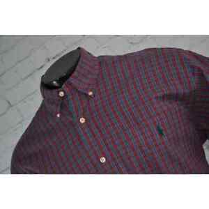 48387 Polo Ralph Lauren Dress Shirt Mens Size Large Big Shirt Red Blue Plaids 