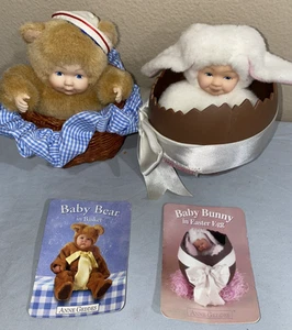 Anne Geddes Bunny Baby Doll in Easter Egg Shell Bear in Basket Lot 2 (ToteWWW) - Picture 1 of 9