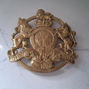 Vtg Kings Arms Trivet Heavy Brass VA Metalcrafters Inc 1953 Medieval Unicorn A+! - Picture 1 of 7
