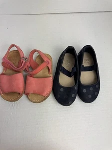 Lot Zara Toddler Sandals Pink Size 4.5 /20 Flats Folks Dots Blue 5.5 /21 Party - Picture 1 of 11