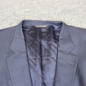Jack Victor Sport Coat Suit Blazer 58R Blue Wool Business Micro Check - Picture 1 of 16