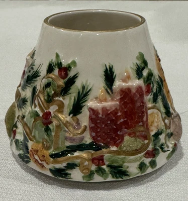 Vela Yankee Pequeña Cerámica Topper Tono Acebo Pino Velas Regalos Navidad Foto 1 de 4