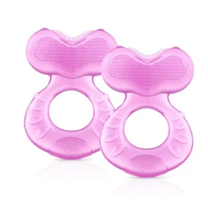 Pink Fish Shaped Silicone Teether 2 Count BPA Free for Babies 0 Months plus - Picture 1 of 2
